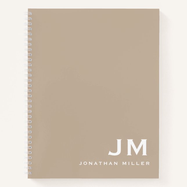 Cuaderno Iniciales de monograma blanco beige profesional (Anverso)