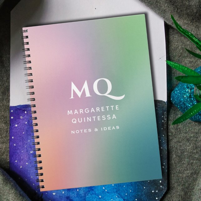 Cuaderno Iniciales de monograma blanco y pastel colorido mo (Subido por el creador)