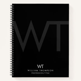 Cuaderno Iniciales de monograma de negocios negro profesion