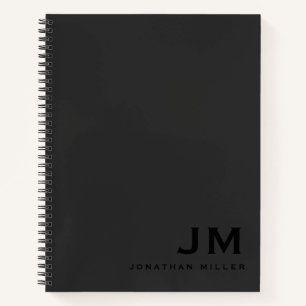 Cuaderno Iniciales de monograma de salida de negro profesio
