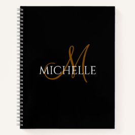 Cuaderno iniciales de monograma en negro y blanco nombre pe
