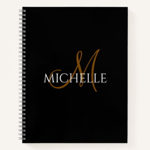 Cuaderno iniciales de monograma en negro y blanco nombre pe