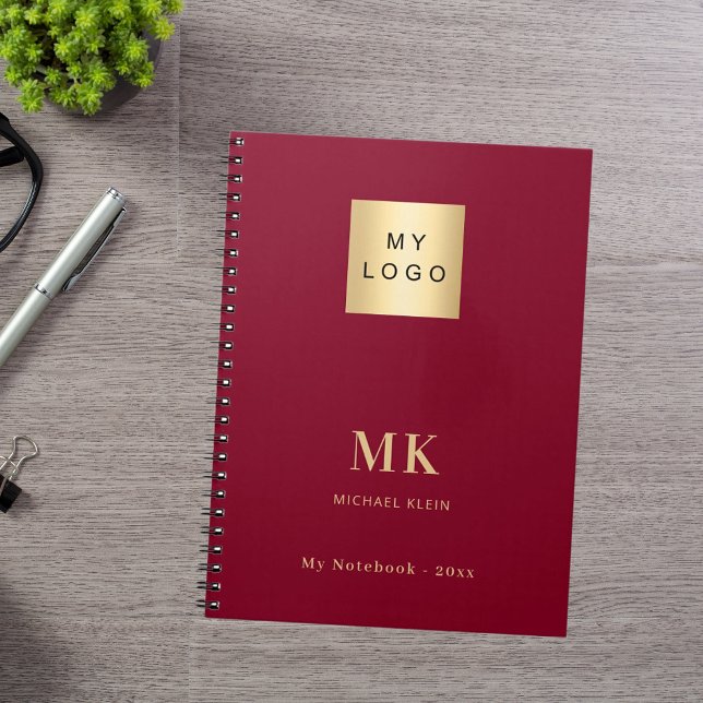 Cuaderno iniciales de monograma en oro burdeos para negocio (Subido por el creador)