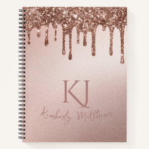 Cuaderno Iniciales de monograma Glamurosas con Brillo en Ro