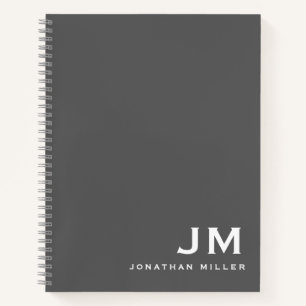 Cuaderno Iniciales de monograma gris profesional