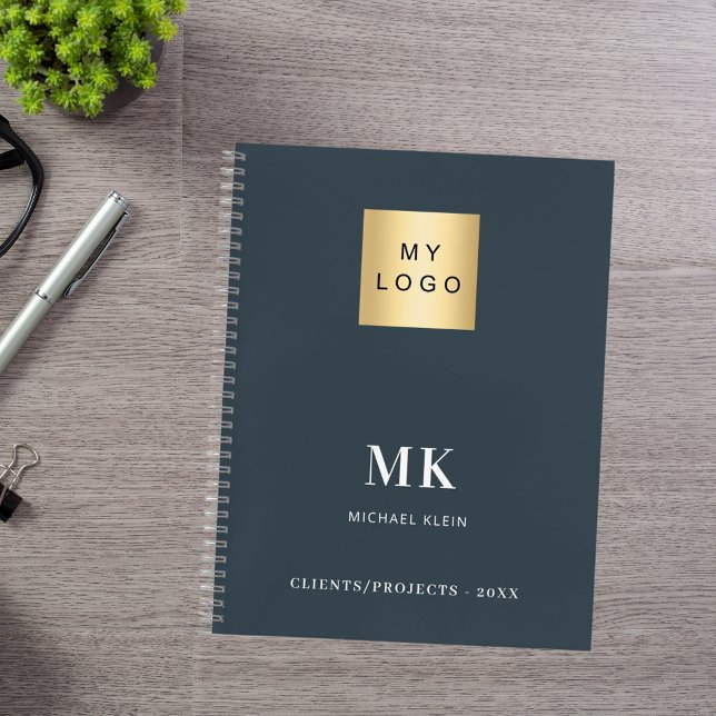 Cuaderno Iniciales de monograma grises carbón negocio (Subido por el creador)