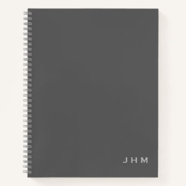 Cuaderno Iniciales de monograma mínimo de gris profesional