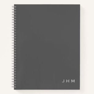 Cuaderno Iniciales de monograma mínimo de gris profesional