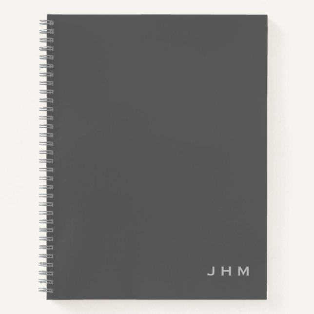 Cuaderno Iniciales de monograma mínimo de gris profesional (Anverso)