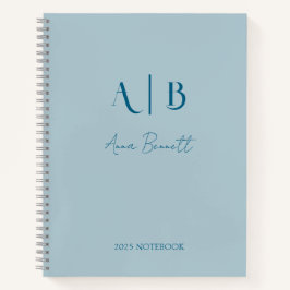 Cuaderno Iniciales de monograma personalizadas modernas en 
