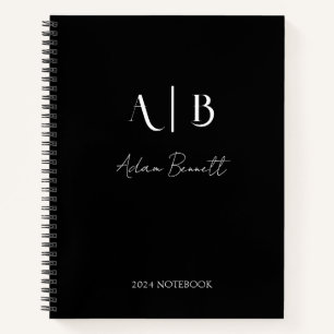Cuaderno Iniciales de monograma personalizadas modernas en 
