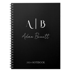Cuaderno Iniciales de monograma personalizado moderno en ne