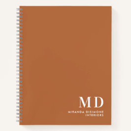 Cuaderno Iniciales de Monograma Profesional Naranja Quemado