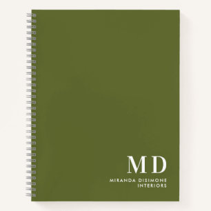 Cuaderno Iniciales de Monograma Profesional Verde Oliva