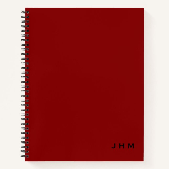 Cuaderno Iniciales de monograma rojo negro mínimo profesion (Anverso)