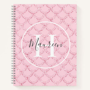 Cuaderno Iniciales de nombre monograma escamas de sirena ro