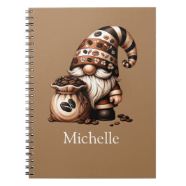 Cuaderno Iniciales De Nombre Monograma Gnome Del Café Marró