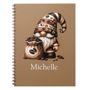 Cuaderno Iniciales De Nombre Monograma Gnome Del Café Marró