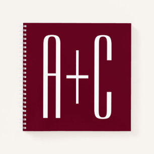 Cuaderno Iniciales de Parejas Simples Blanco y Burdeos