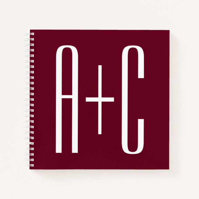 Cuaderno Iniciales de Parejas Simples | Blanco y Burdeos (Anverso)