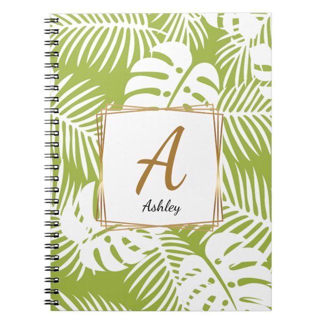 Cuaderno Iniciales de personalizable Hojas Verdes Verdes (Frente)