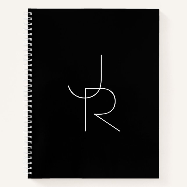 Cuaderno Iniciales de superposición de 2 modernas | Blanco  (Anverso)