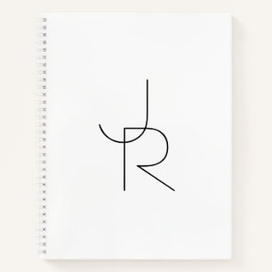Cuaderno Iniciales de superposición de 2 modernas   Negro s