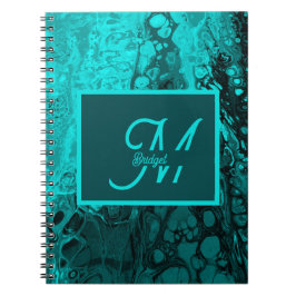 Cuaderno Iniciales del monograma de mármol Aqua