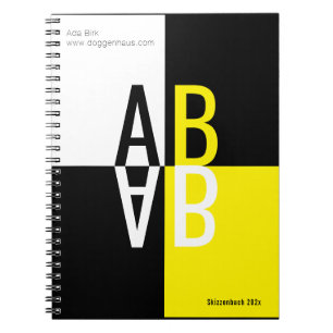 Cuaderno Iniciales mínimas de negro y amarillo blanco