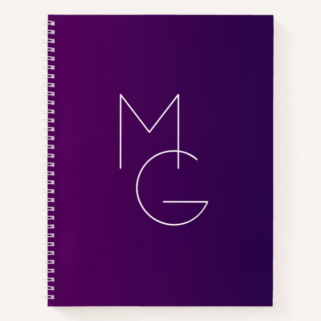 Cuaderno Iniciales Modern 2 | Morado Profundo Suelo Ombre (Anverso)