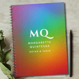 Cuaderno Iniciales modernas y coloridas del monograma blanc