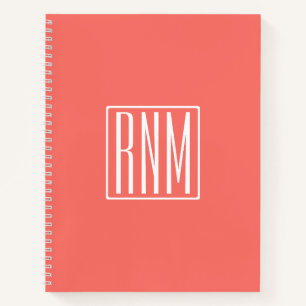 Cuaderno Iniciales Monograma Blanco Sobre Coral