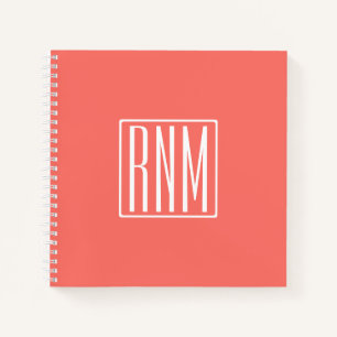 Cuaderno Iniciales Monograma Blanco Sobre Coral