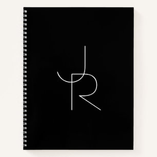 Cuaderno Iniciales superpuestas modernas 2 Blanco sobre n