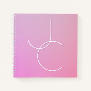 Cuaderno Iniciales superpuestas modernas 2 Ómbre rosa