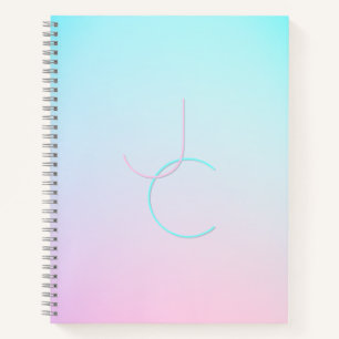 Cuaderno Iniciales superpuestas modernas 2   Turquesa Rosa