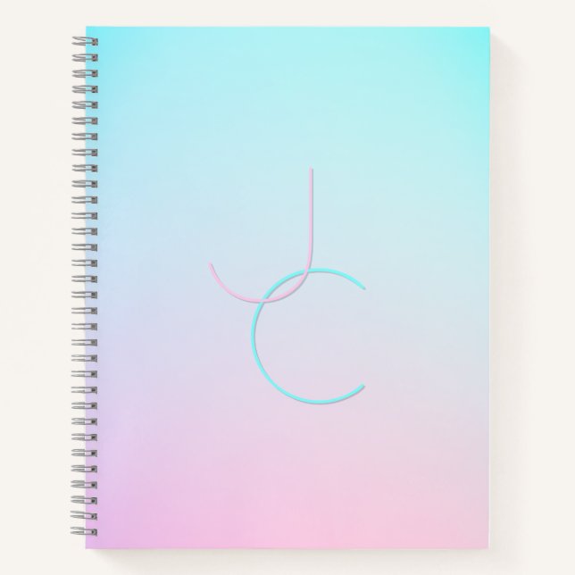 Cuaderno Iniciales superpuestas modernas 2 | Turquesa Rosa (Anverso)