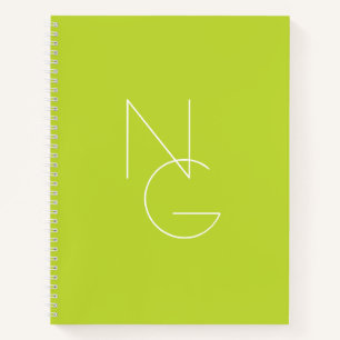 Cuaderno Iniciales superpuestas modernas 2   Verde lima