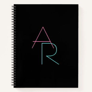 Cuaderno Iniciales superpuestas modernas Rosa Turquesa Ne