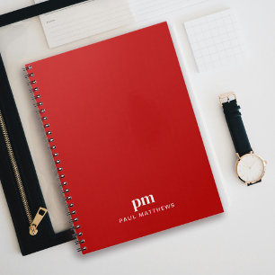 Cuaderno Iniciales y Nombre de Monograma Profesional Simple