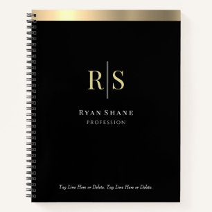 Cuaderno Iniciales y rayas de oro, ocupación, negro