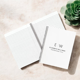 Cuaderno Inicio profesional de monograma blanco