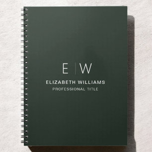 Cuaderno Inicio profesional del monograma verde oscuro