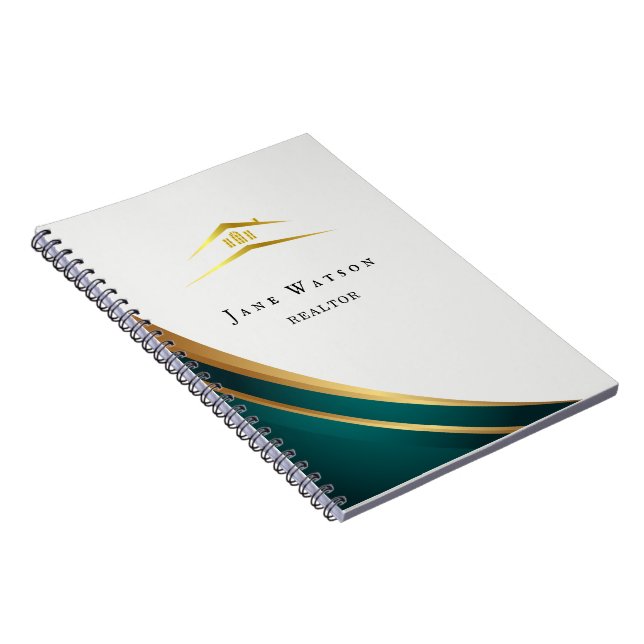 Cuaderno Inmobiliaria Moderna Verde y Dorada (Lado Derecho)