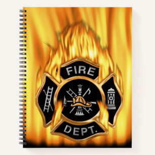 Cuaderno Insignia del bombero de oro para llamas