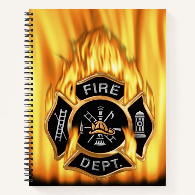 Cuaderno Insignia del bombero de oro para llamas (Anverso)