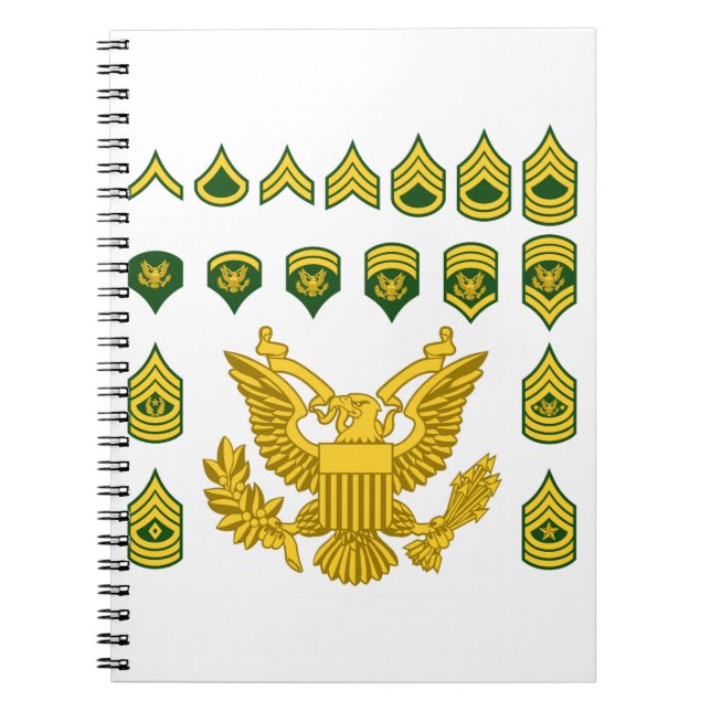 Cuaderno Insignias espesas alistadas ejército militar (Frente)