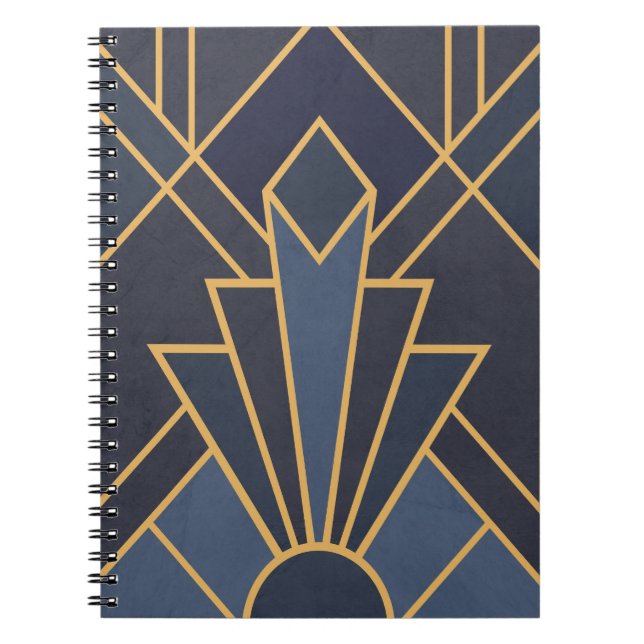 Cuaderno Inspiración art decó en azul y oro (Frente)