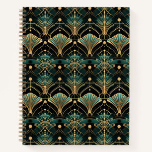 Cuaderno Inspiración Art Decó en el espíritu Esmeralda y Or