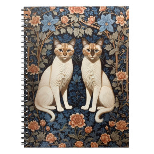 Cuaderno Inspiración de dos gatos siameses William Morris